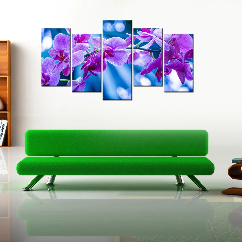 

Flowers Canvas Painting Orchid Flowers Wall Art Poster 5 Pieces Purple Phalaenopsis Print Home Decor Modern Picture