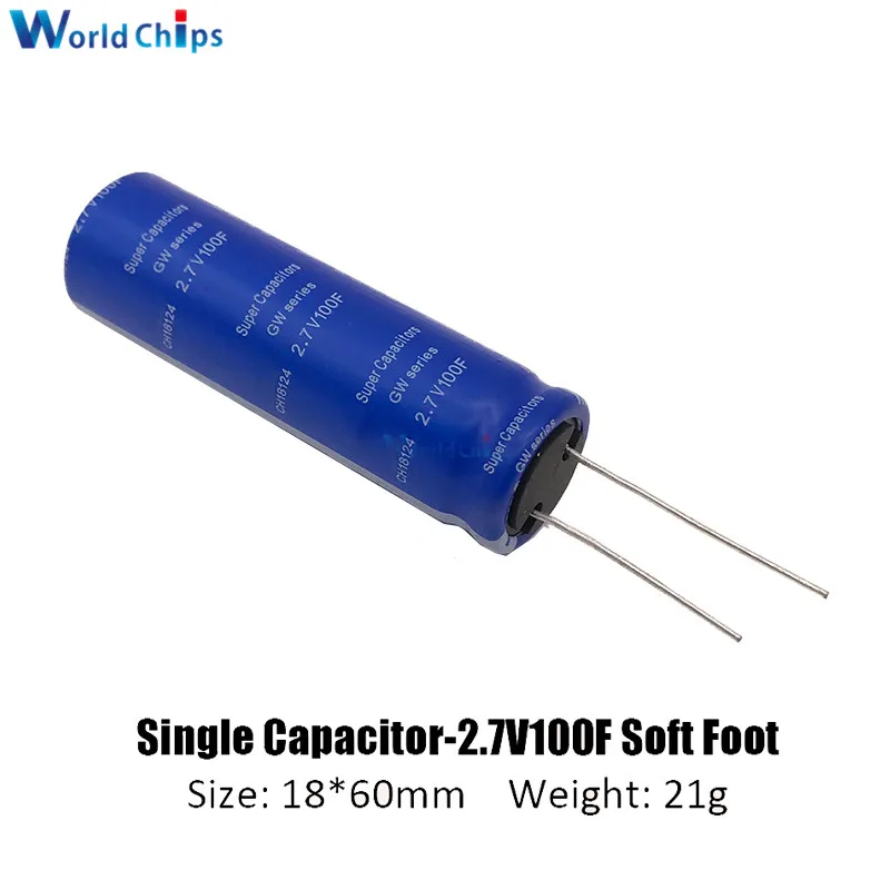 Супер фарадный конденсатор 2 7 В 100F 2.7V100F 18*60 мм Высокочастотный Низкочастотный