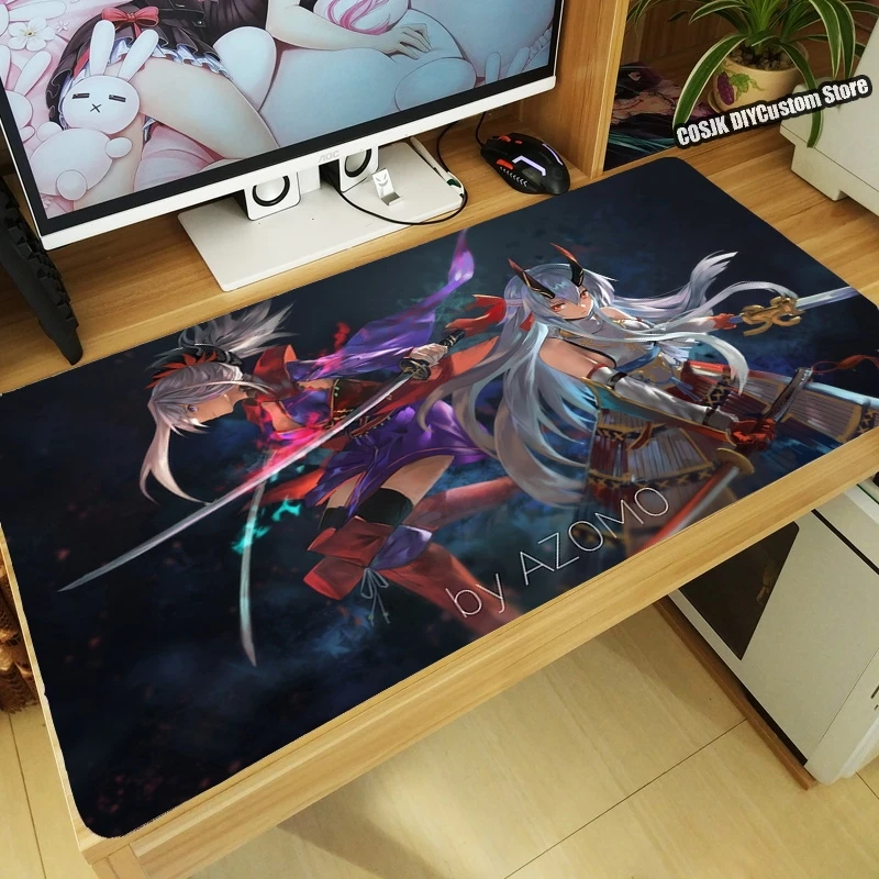 

HOT Game Fate/Grand Order Miyamoto Musashi Mouse Pad Keyboard Mat Non-Slip Big Desk Mat Rubber Base Mouse Pad Collection Art