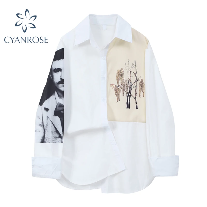 По сравнению с Размеры d блузка для женщин Ретро стиль рисунком сплайсированные