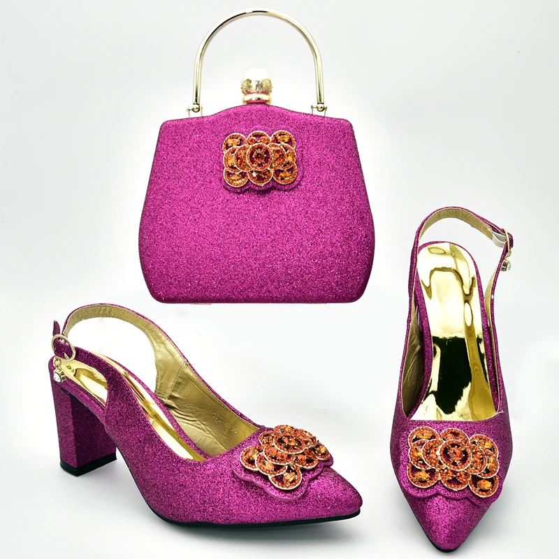 Новейший итальянский комплект из обуви и сумки для женщин вечерние туфли сумочка