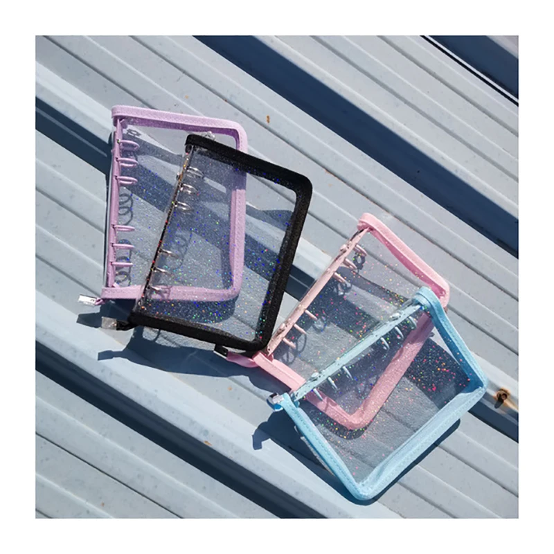 

Блестящий Прозрачный чехол на молнии для блокнота с внутренней обложкой и листьями, блокнот для записей, планер, офисные канцелярские прина...