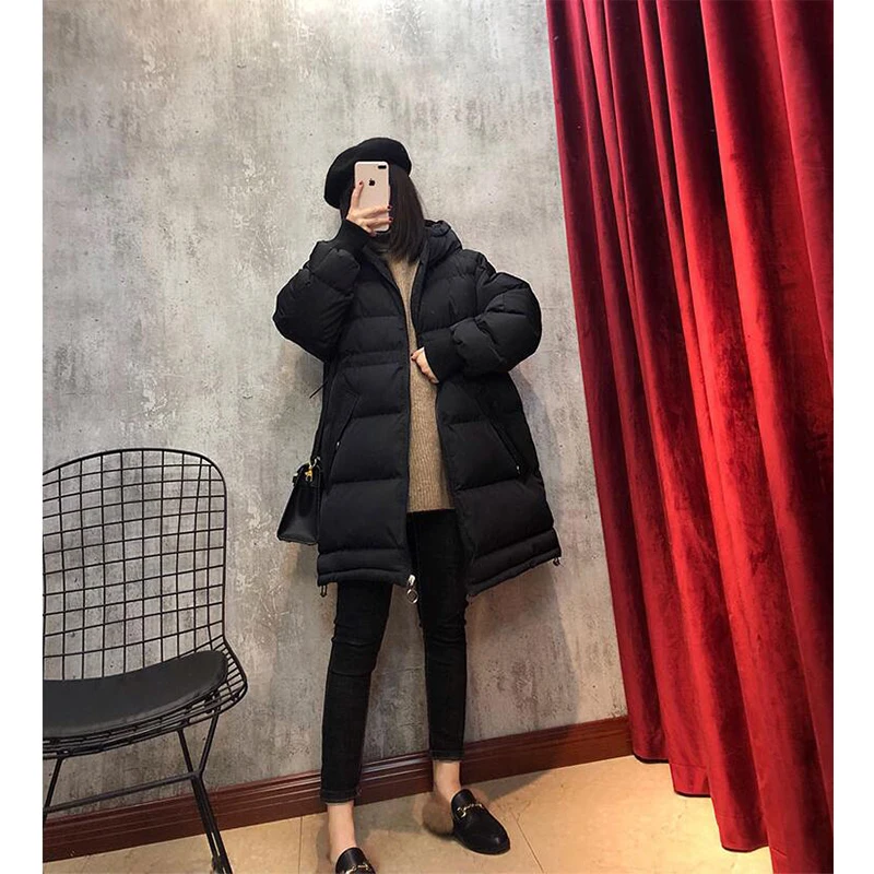 2019 Новая женская модная брендовая парка зимняя куртка простой дизайн манжеты