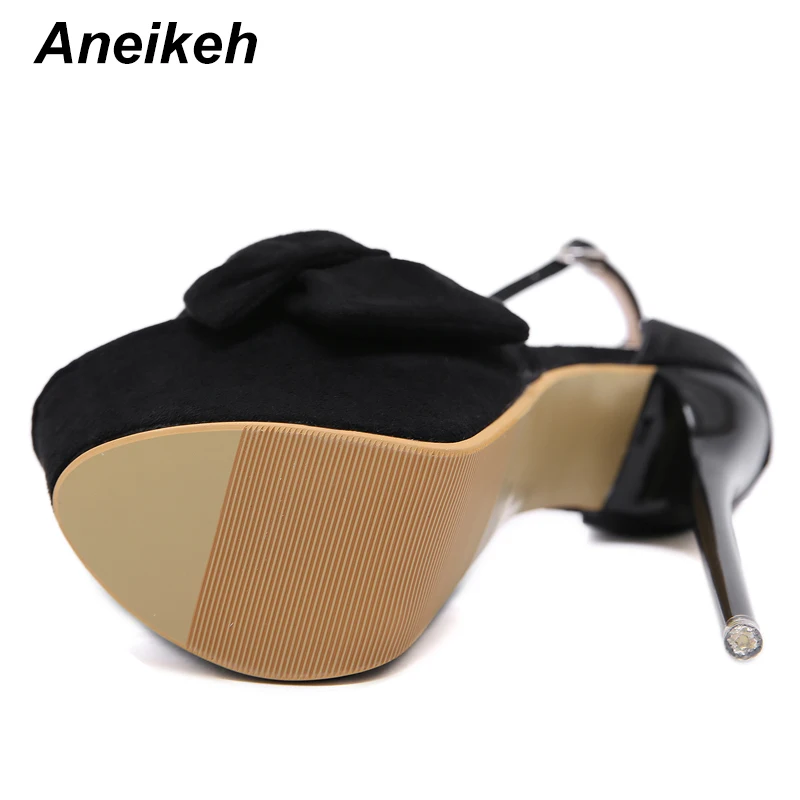 Aneikeh пикантные туфли-лодочки; женские Фетиш-туфли на очень высоком каблуке; женские туфли-лодочки на платформе с пряжкой и бантом для стриптиза; обувь для вечеринок на тонком каблуке