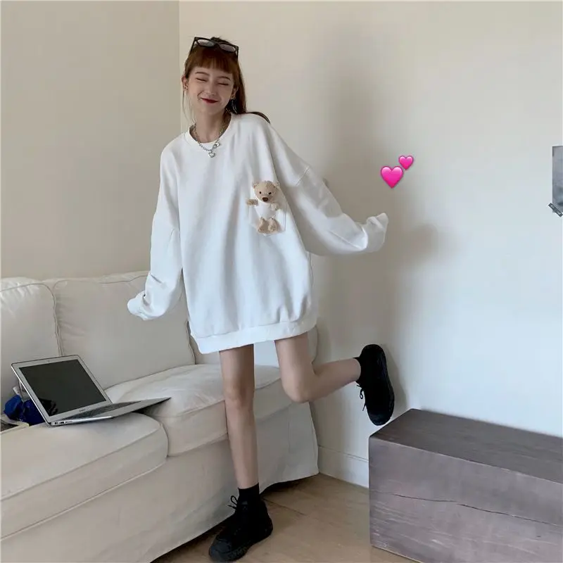

Hoodie women's 2021 autumn design loose student long sleeve Sweatshirt kawaii clothing aesthetic Streetwear tops long sleeve