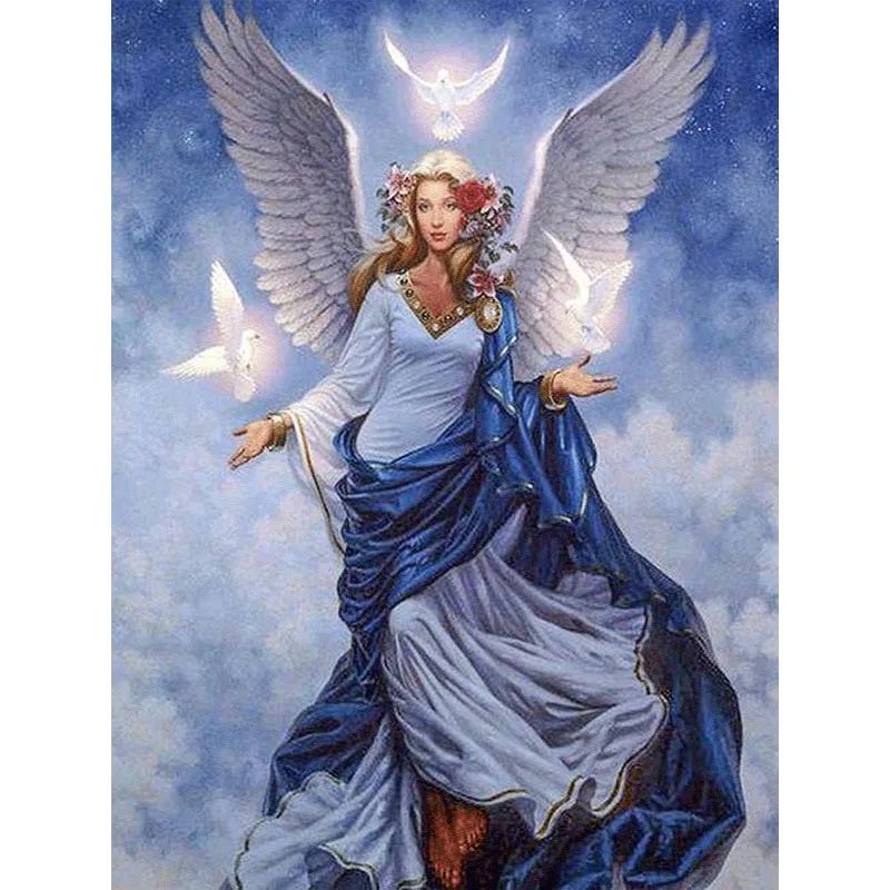 

Full Square Circle 5D DIY Diamond Painting Holy Angel Girl Diamond Embroidery Dove Mosaic Portrait Decorations Home Art S58