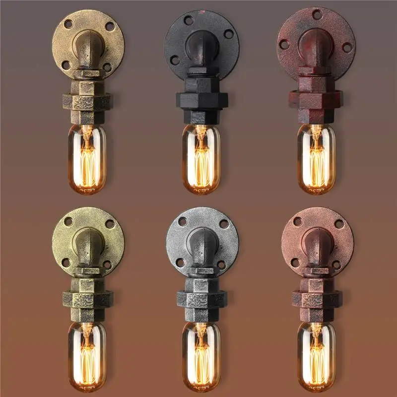 

New Wall Lamps E27 Vintage Industrial Rustic Wall Sconce Wall Light Fixture Fitting Water Pipes Style Wall Lamp for Home Office
