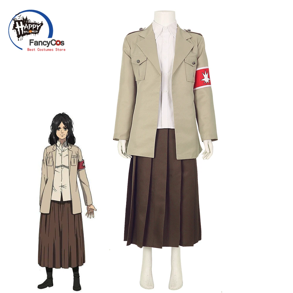 Anime Attack on Titan Jacket Eldian Warrior Unit Pieck Jacket Shingeki No Kyojin Eldian Dress Marley Military Cosplay Costume