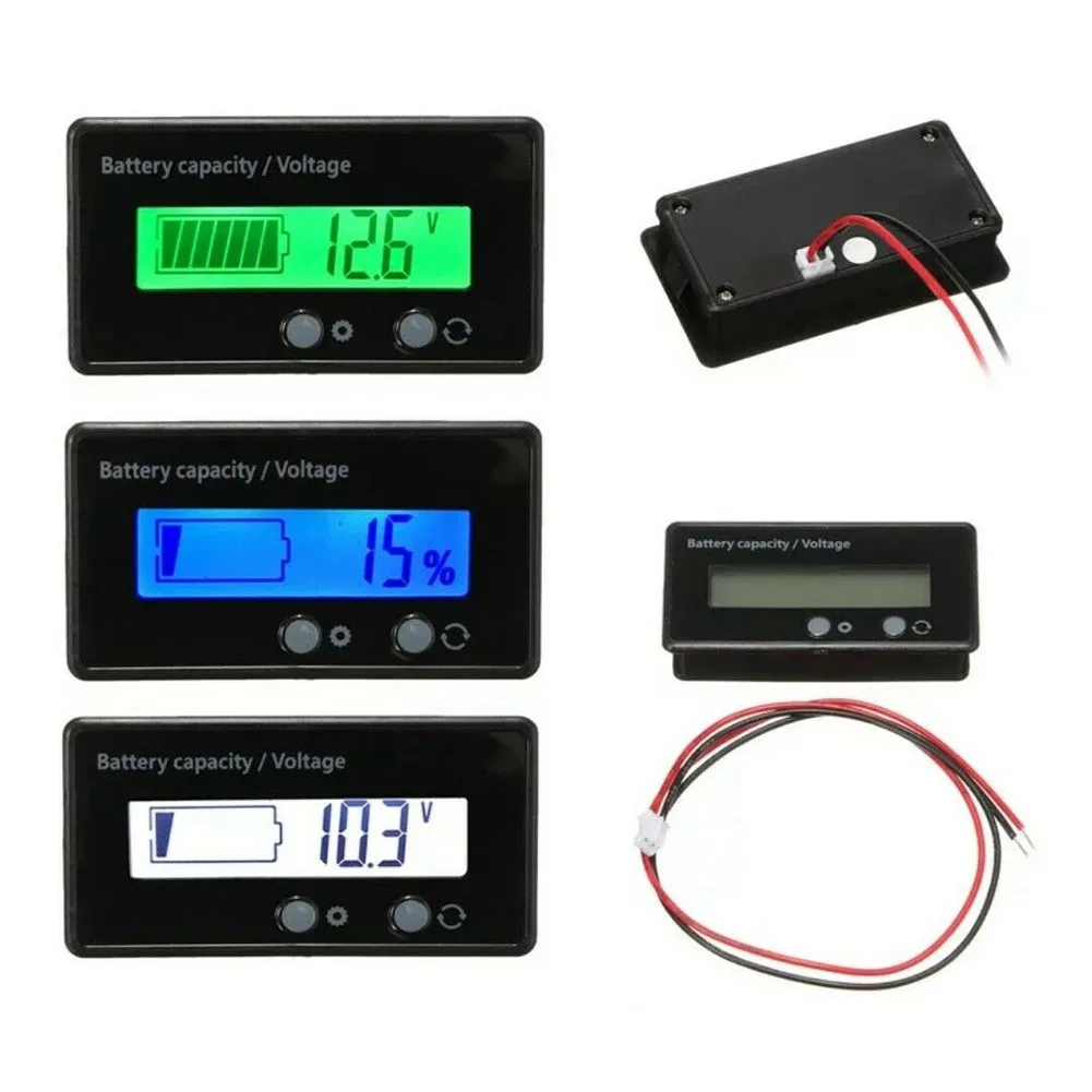 

6-63V Crystal Acid Lead Lithium Battery Capacity Indicator Voltmeter Digital Wattmeter Electricity Meter Analyzer Voltage Tester