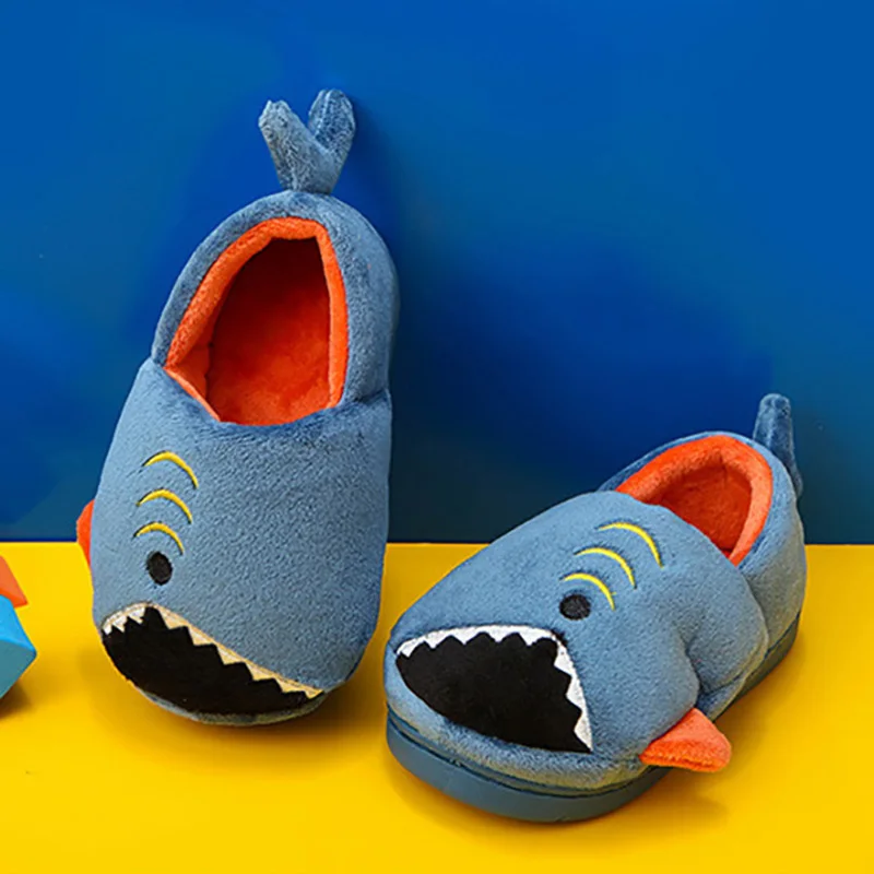 

Women Slippers Children Home Slippers Baby Warm Cotton Indoor Shoes Winter Shark Kids Slippers For Boys Girls Flip Flops Soft