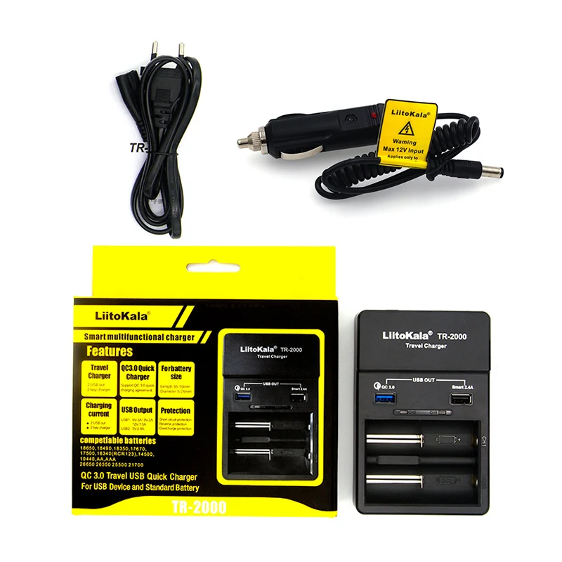 LiitoKala TR-2000 3.7V 18650 26650 21700 18350 14500 1.2V AA AAA Battery Charger And QC3.0 USB Output Travel Charger images - 6