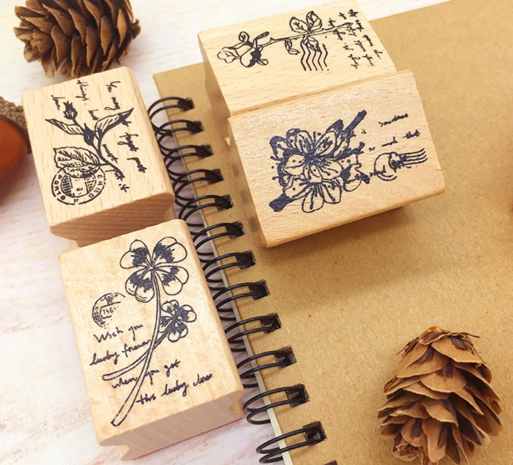 Винтажные Цветы Растения ретро украшения штамп деревянные и резиновые штампы