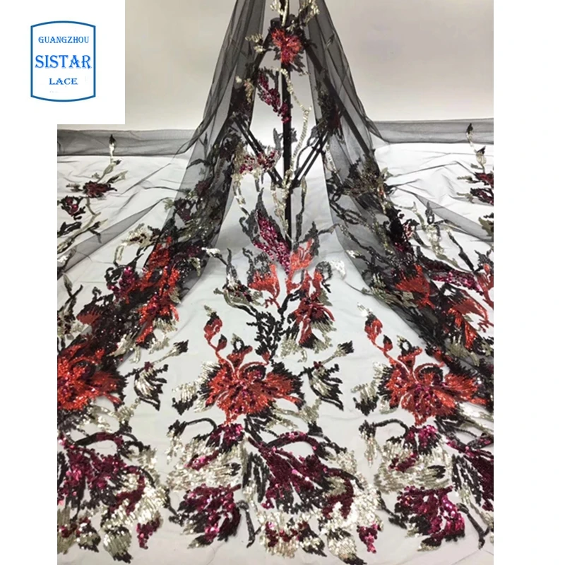 Бордовый нигерийский кружевной ткани 2020 Высокое качество Африканский