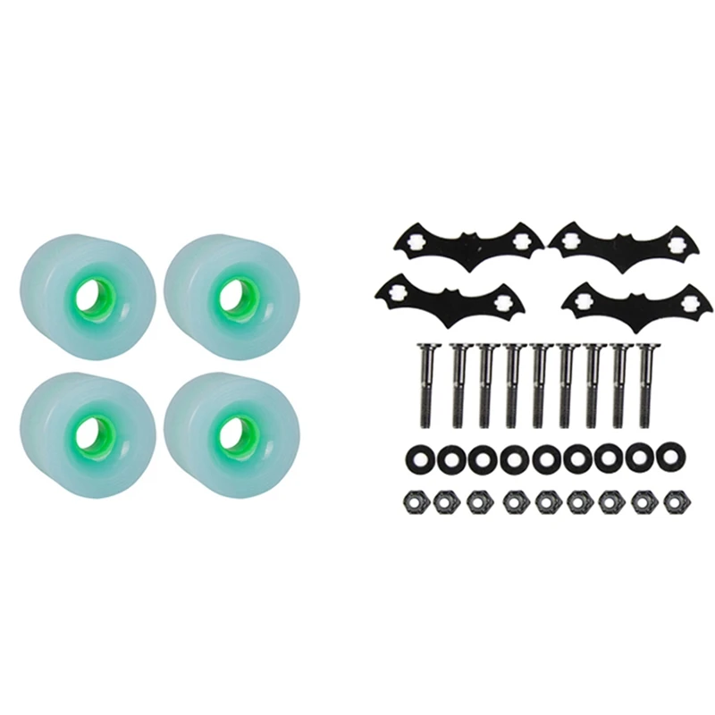 

1 компл. 78A колеса для скейтборда Лонгборда ролик 70x51 мм, зеленый и 1 комплект анти-раковины стандартные гайки винт