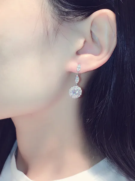 

S925 Sterling Silver Natural Diamond Drop Garnet Earring for Women Aretes Mujer Bijoux Femme Joya Bizuteria Silver 925 Jewelry