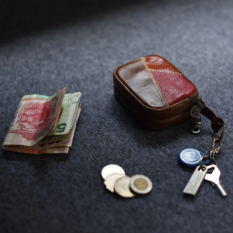 WUTA женский мини милый кошелек для монет с брелком растительного дубления кожа
