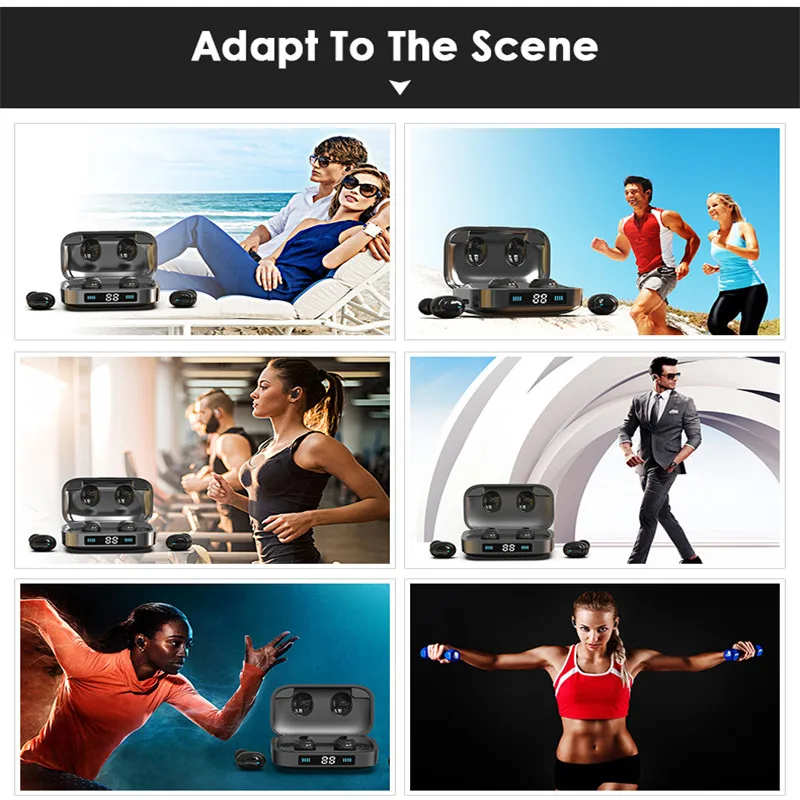 

TWS Bluetooth Stereo Sport Earphone Smart Touch Siri Voice Wireless Earphones IOS Android Earbuds 2000mAh Power Bank Charging