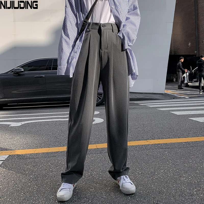 

NIJIUDING Women Suit Pants Spring Office Lady Long Trousers 2020 New Autumn Solid Loose High Waist Pant Vestodo Female Pants