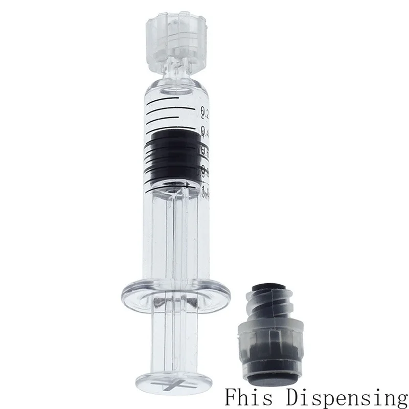 

1ml/1cc Luer Lock Syringe with Measurement Mark Tip for CBD Oils EJuices Liquids Chemical (Gray Piston) Pack of 2