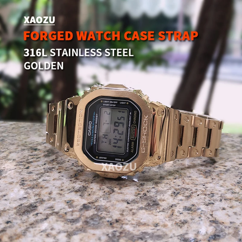 

Ремешок для часов XAOZU для G-Shock DW5600 5610 G5600-E, чехол для часов из нержавеющей стали 316L, Безель для часов gw5000/5035, золотой чехол, ремешки