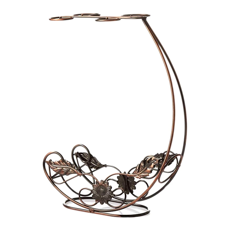 

Tabletop Wine Rack Stemware Holder Holds 1 Bottle and 4 Glasses Freestanding Countertop Wine Glass Display Rack