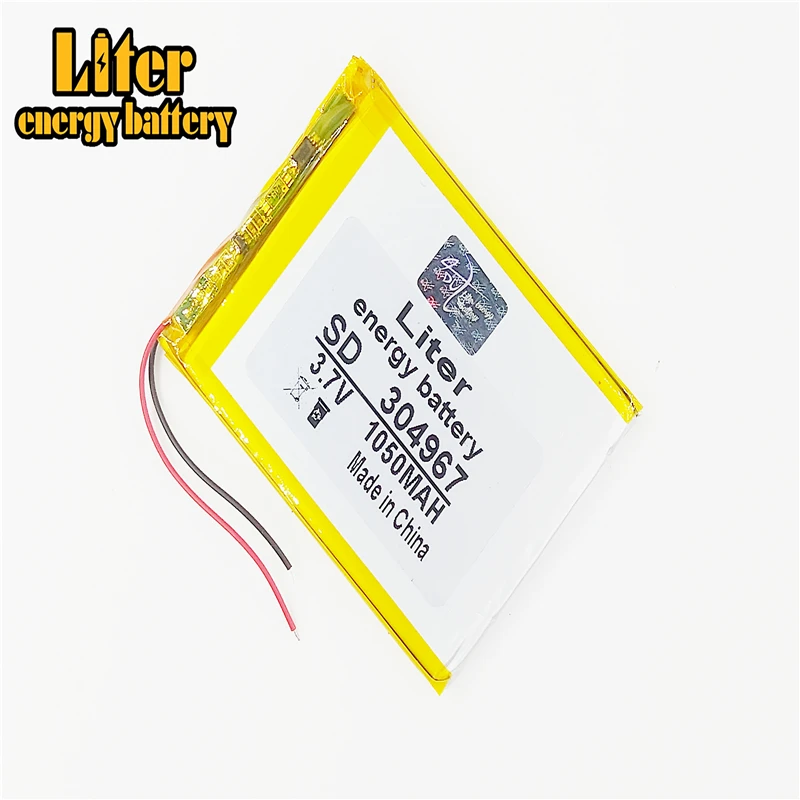 Полимерный литий ионный аккумулятор 3 7 V 304967 1050mah может быть настроен оптом CE FCC ROHS