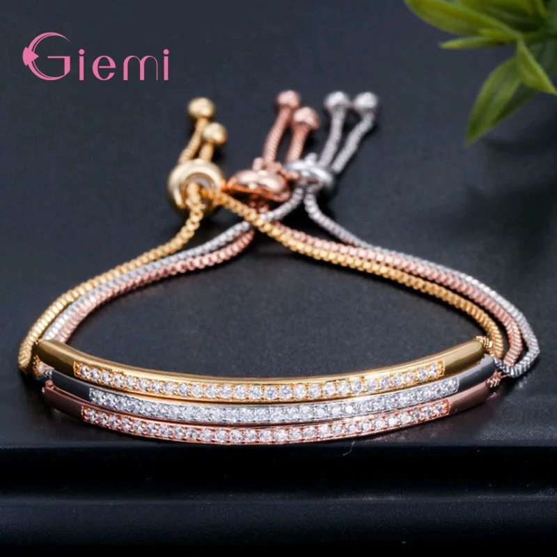 

Luxury 4 Claws Mosaic Cubic Zirconia Rhinestone 925 Sterling Silver Bracelet For Women Girl Fashion Jewelry Gift Dropshipping