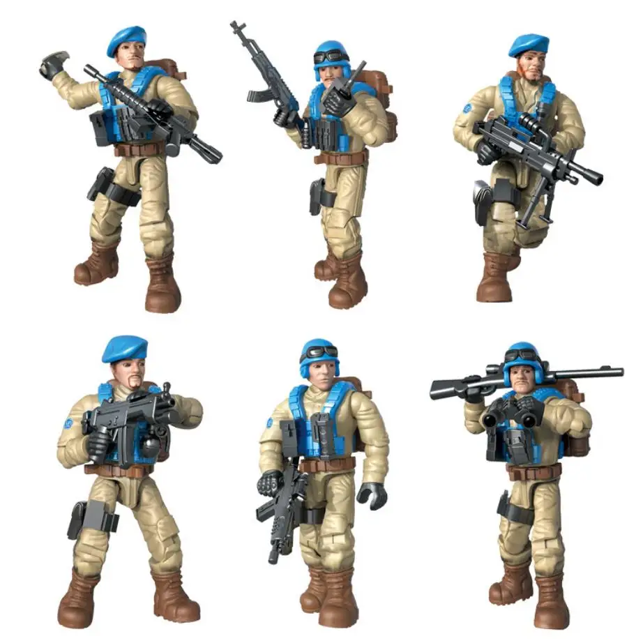 

1:35 scale Modern military action figures United Nations Peacekeeping Anti terrorism special forces mega block weapon bricks toy