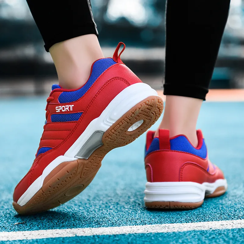 Professional Men Red Tennis Shoes Lightweight Breathable Badminton Shoes Man Outdoor Athletics Training Table Tennis Sneakers