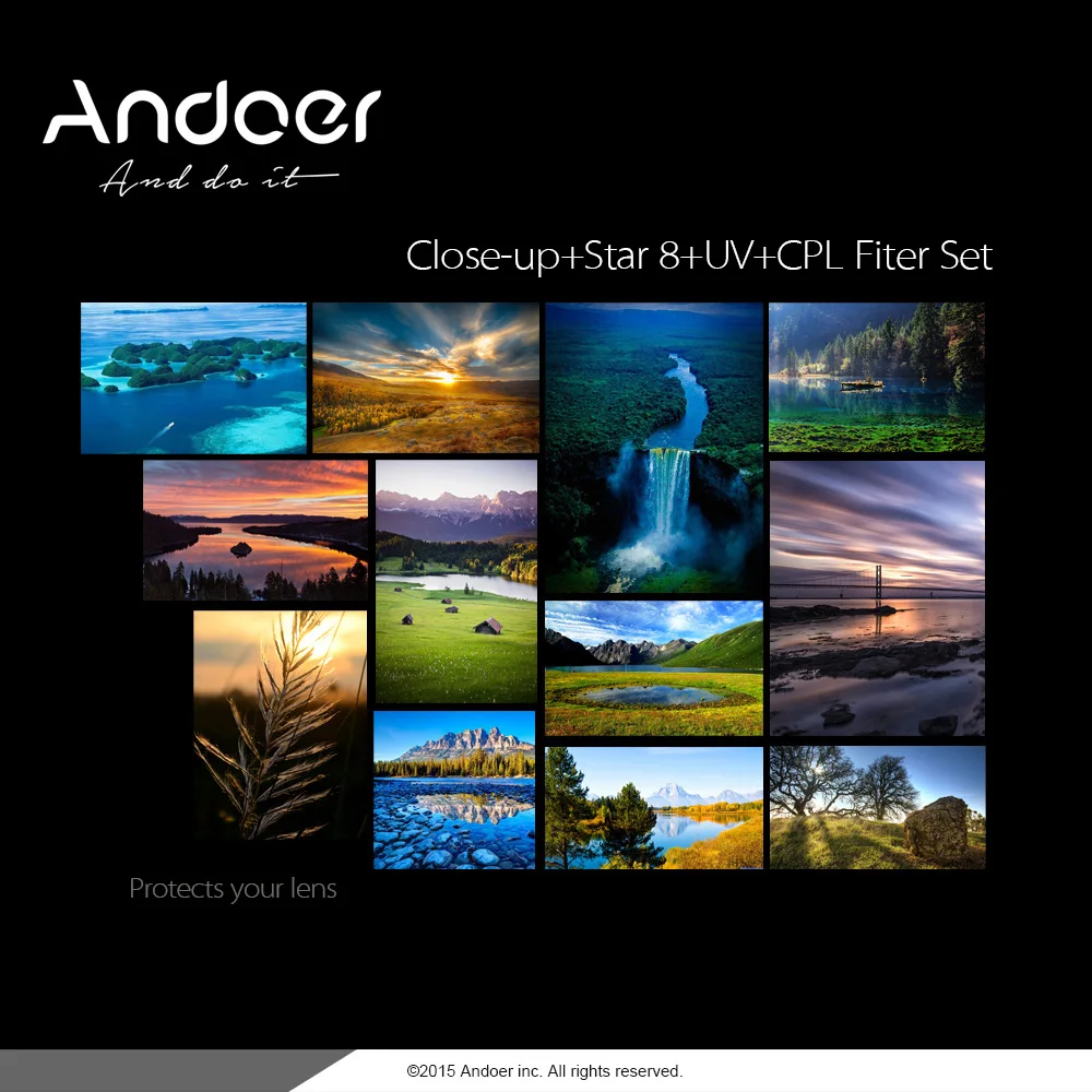 Andoer 52mm UV + CPL насадочная линза 4 звезда 8 точечный фильтр круговой комплект
