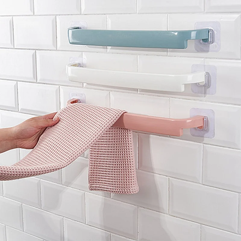 

Towel Holder Rack Wall Mounted Kitchen Accessories 44.5*3.5cm Towel Hanger Bathroom Storage Cupboard Door Bath Hanger