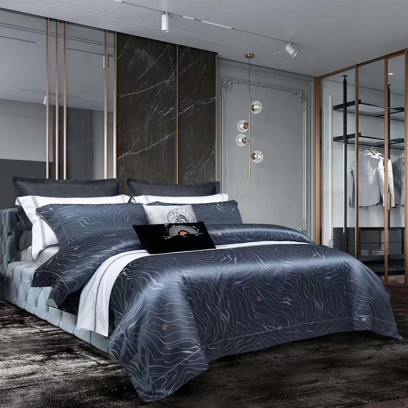 

Luxury Italy High Quality 100S Gold Egyptian Cotton Bed Line King Size 4Pcs Bedding Set with Duvet Cover/Bed Sheet/Pillowcase