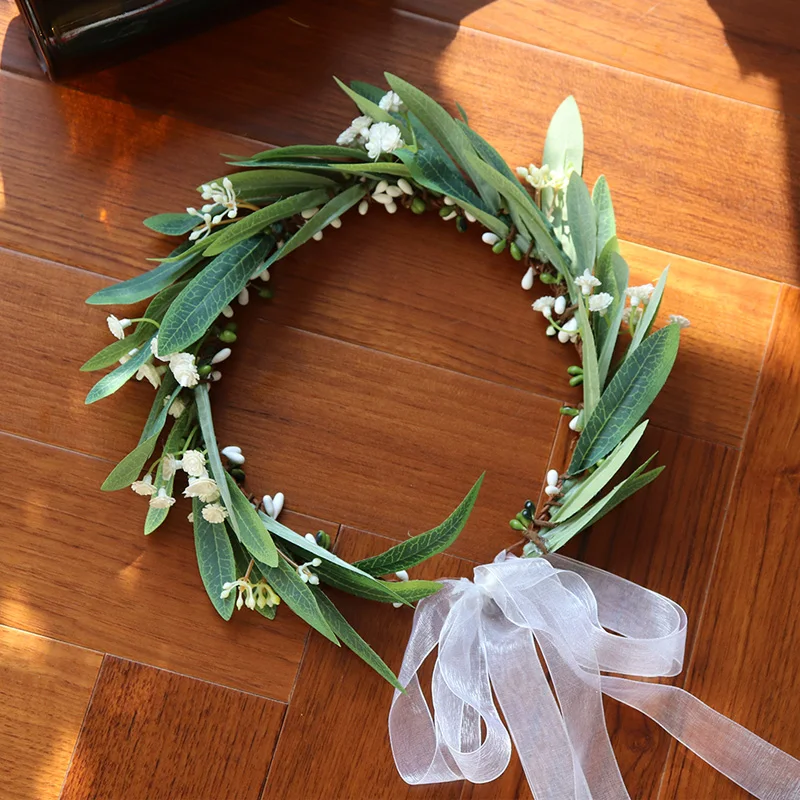 

women flower headband Artificial Wreath Flowers festive wedding party decoration supplies props rattan leaves headband girl