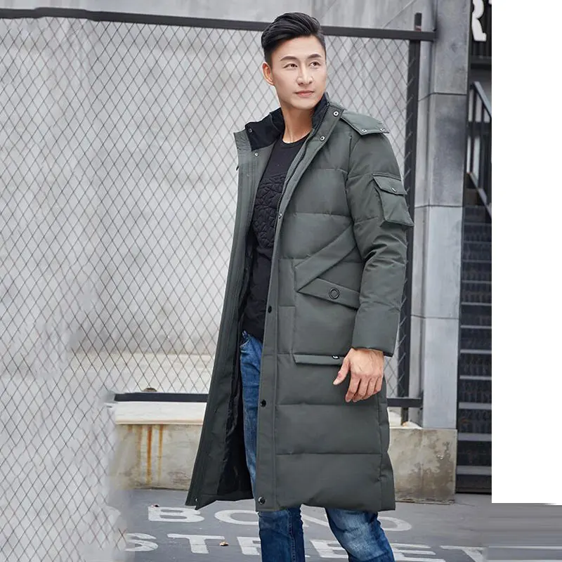 Мужское хлопковое пальто мужское длинное выше колена большого размера зимнее