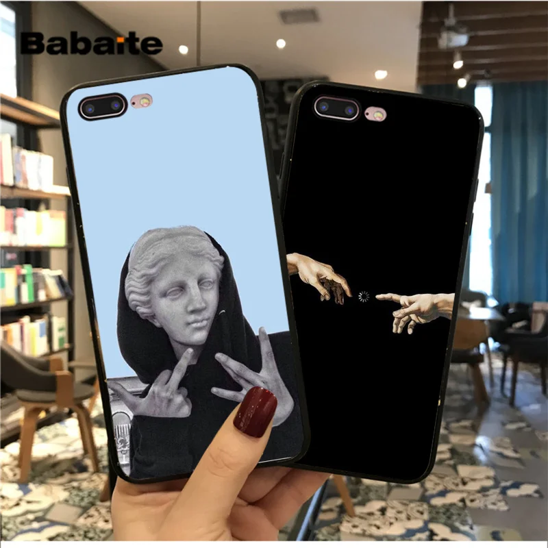 Babaite винтажный пластырь статуя Давида Художественная печать черный мягкий чехол