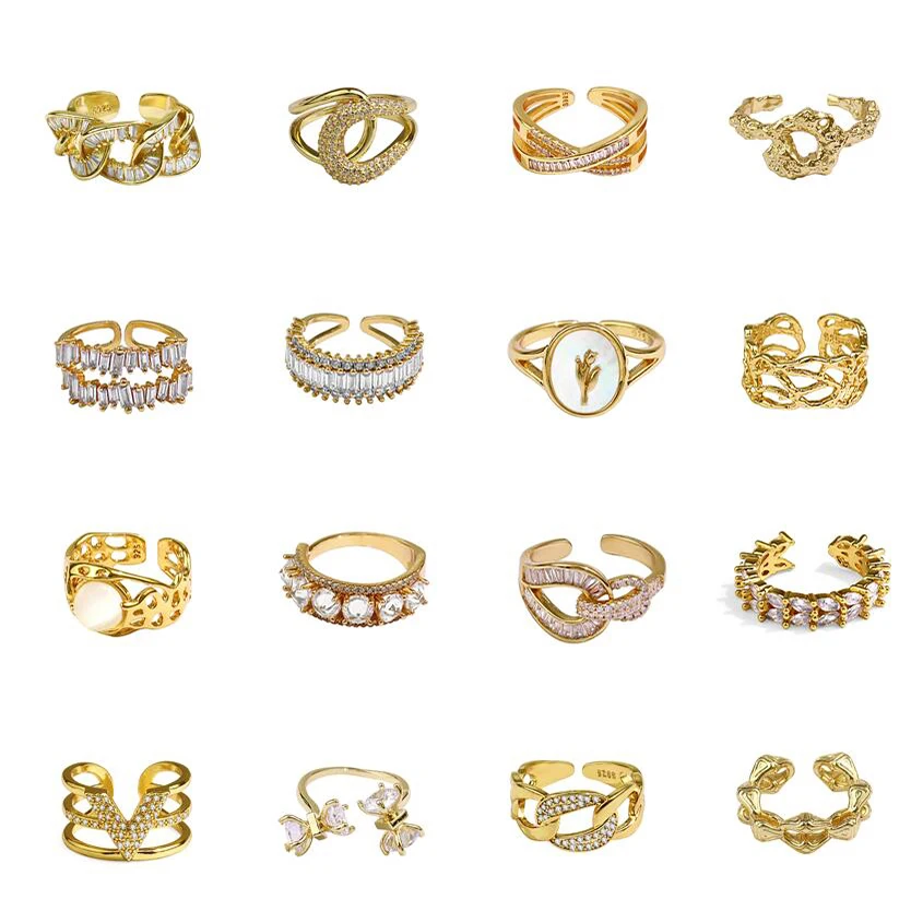 

VIVILADY Classic Hollow Geometric 925 Sterling Silver Multi-layer Wide Adjustable Unisex Open Rings Fine Jewelry Wedding Bands