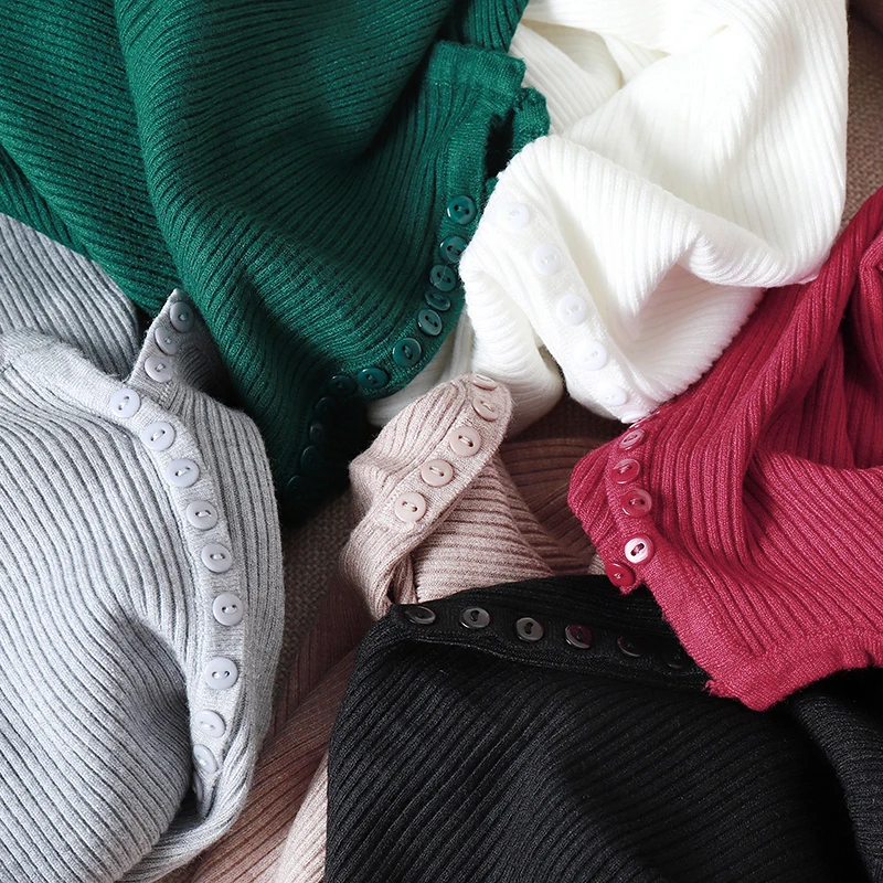 

YICIYA 2021 Autumn Winter Button V Neck Sweater Women Basic Slim Knitted Pullover Women Sweaters Knit Jumper Ladies Tops