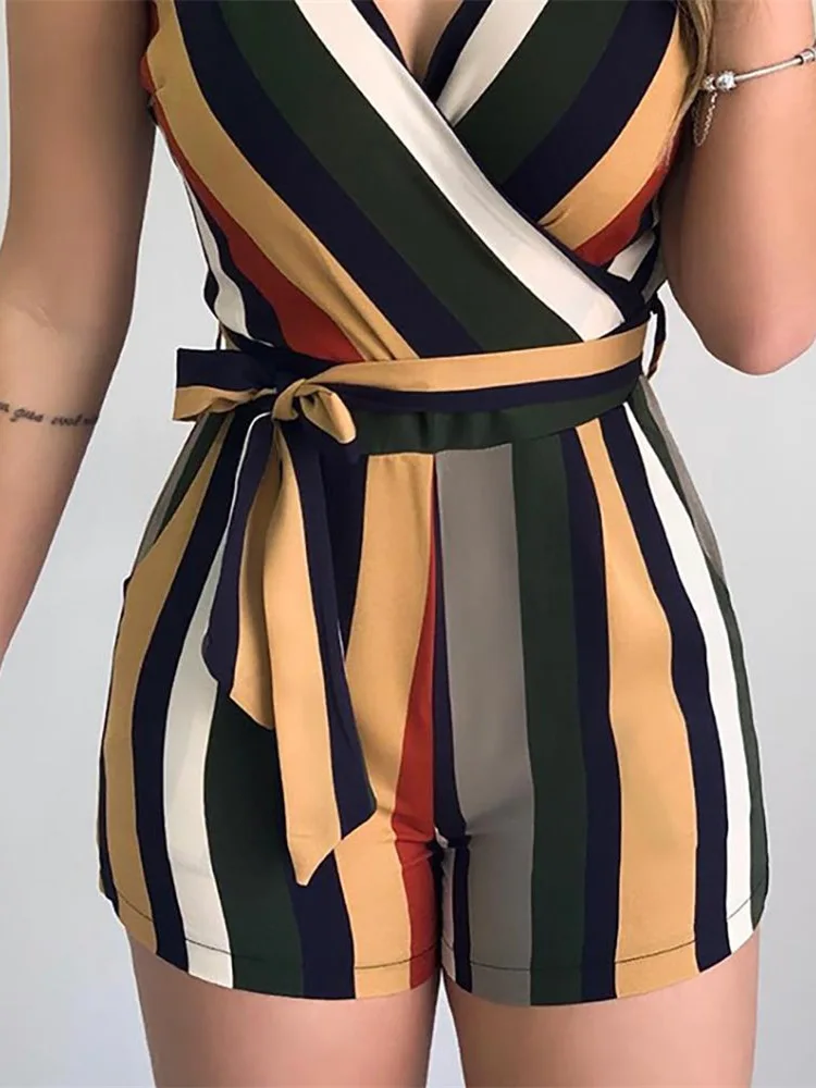 Женский комбинезон в полоску без рукавов | Женская одежда