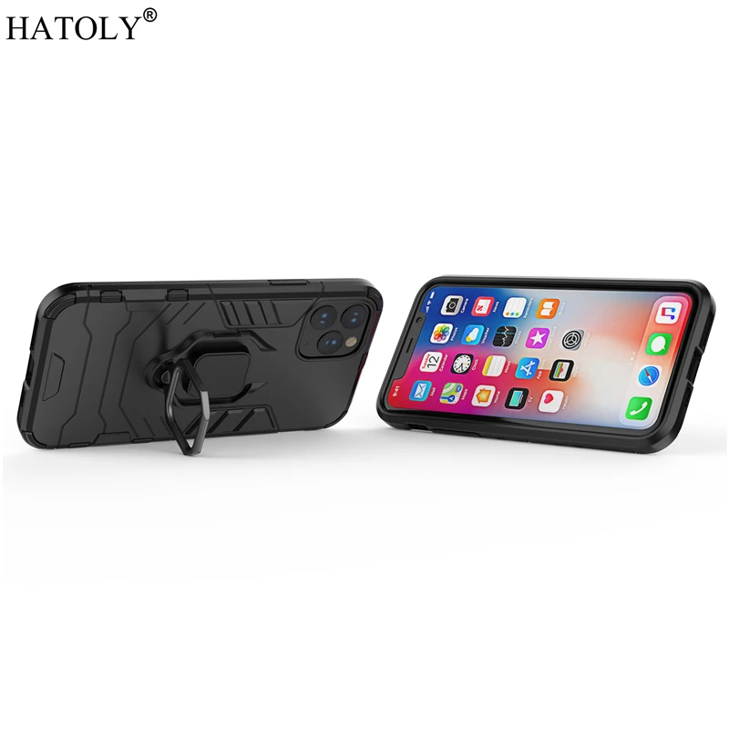 For iPhone 11 Pro Case Cover For iPhone 11 Pro Finger Ring Phone Case Back Shell Hard PC Protective Armor Case For iPhone 11 Pro