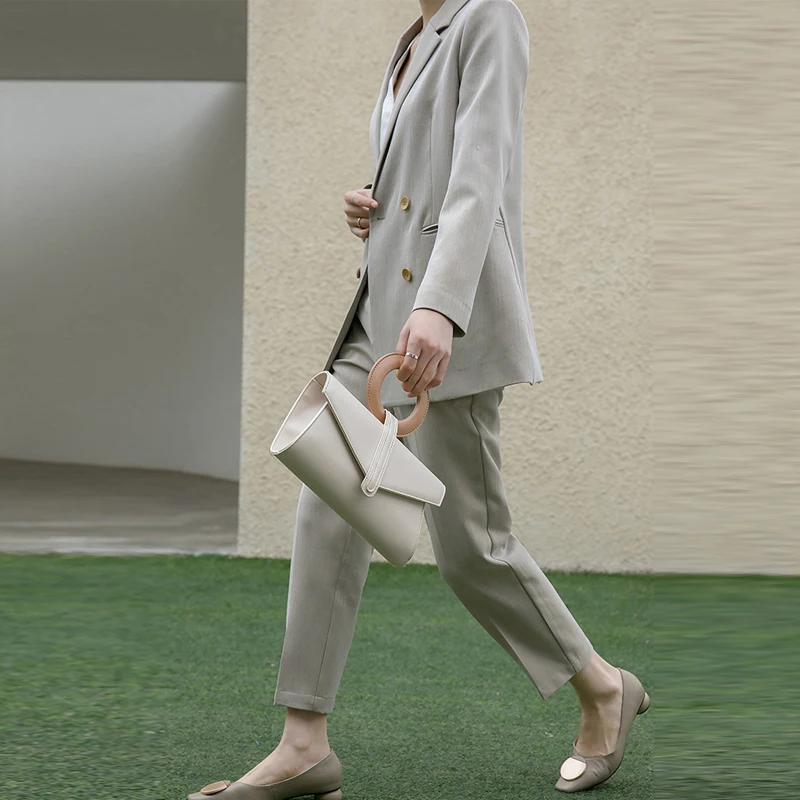 Женский винтажный офисный комплект из 2 предметов пиджак цвета хаки пальто и