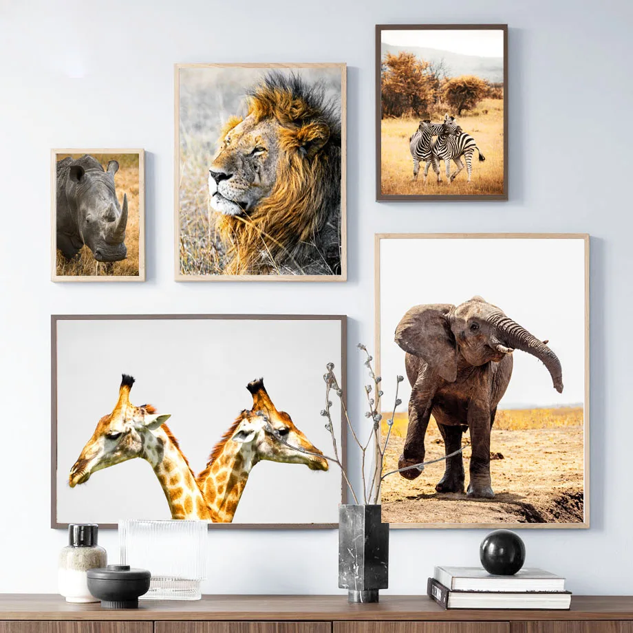 

Wild Africa Lion Zebra Giraffe Rhinoceros Wall Art Canvas Painting Nordic Posters And Prints Wall Pictures For Living Room Decor