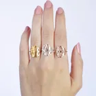 Тренд монограмма шрифт кольца для женщин; Цвет золотистый, серебристый Цвет нержавеющая сталь индивидуальные инициалы письма кольцо персонализированные, ювелирное изделие для пары