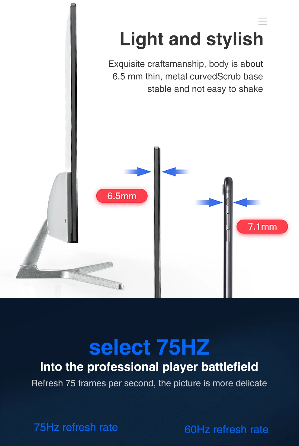 Anmite 23,8 дюймов FHD Hdmi HDR изогнутый TFT ЖК-монитор для соревнований игр светодиодный компьютерный экран HDMI/VGA