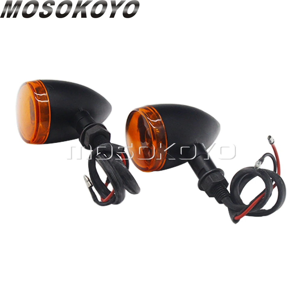 Black Motorcycle Retro Bullet Amber Turn Signals Indicators Light for Harley Sportster Yamaha Kawasaki Cafe Racer Bobber Cruiser |