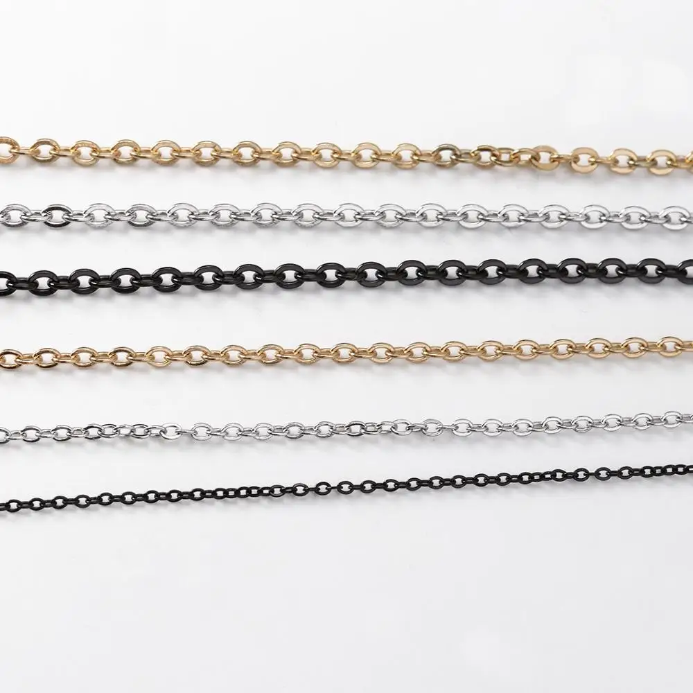 Цепь из нержавеющей стали с черными/золотыми звеньями ожерелье кабель 2 мм в