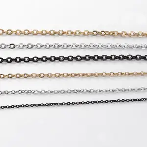 Цепь из нержавеющей стали с чернымизолотыми звеньями, ожерелье, кабель 2 мм в ширину, фурнитура для изготовления ювелирных изделий сделай сам, 2 метра