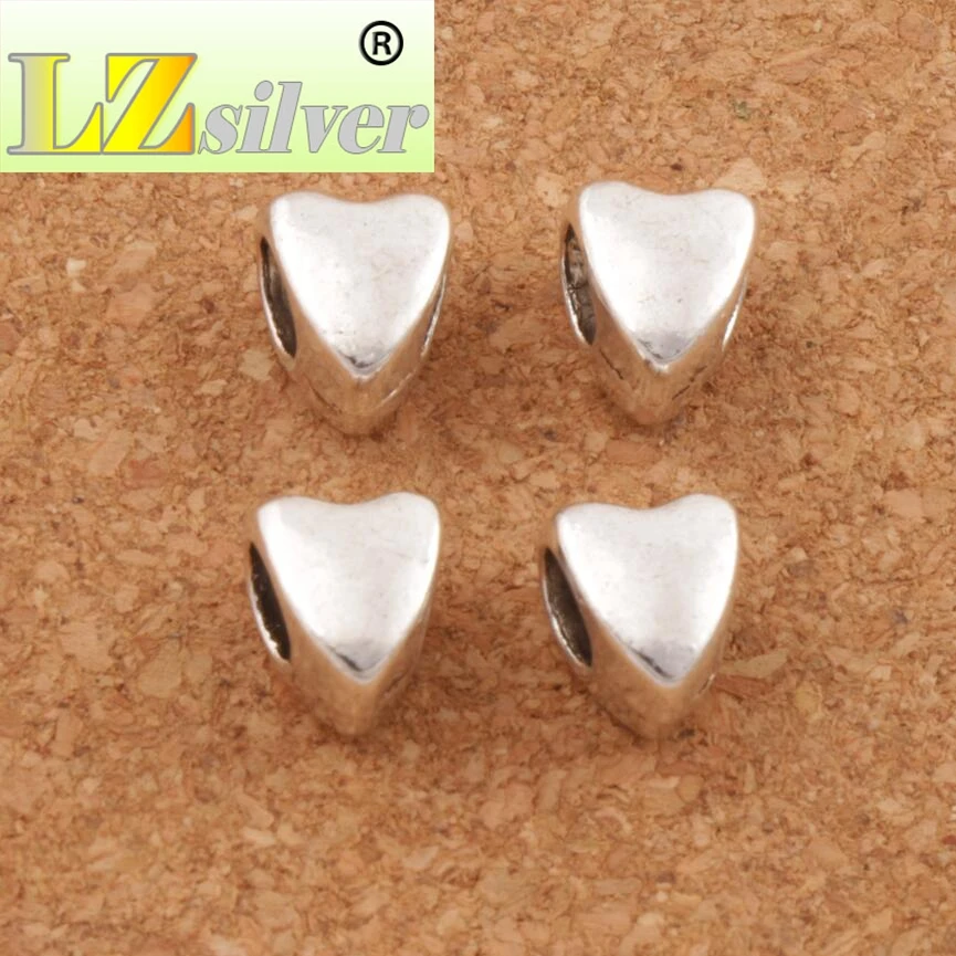 Smooth Heart Alloy Big Hole Beads 120pcs 8.2x8.5 mm zinc alloy Fit European Charm Bracelets L1268