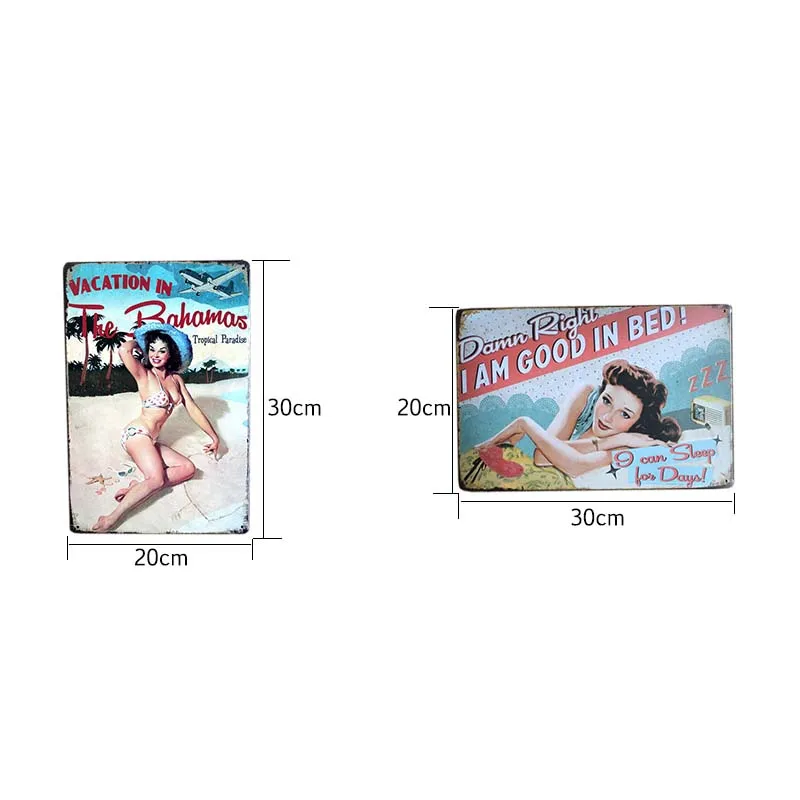 

Pin Up Poster Retro Girl Metal Tin Logo Girl for Cafe Decoration Bar Retro Wall Plaque Decoration Home Decoration 12*8 Inches