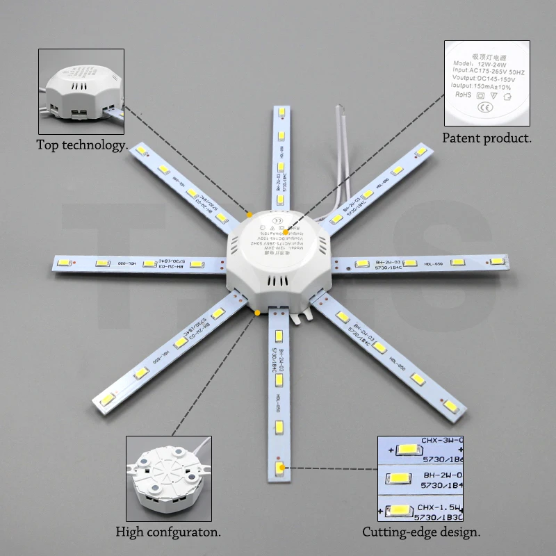 Потолочный светильник-источник 12 Вт 16 20 24 светодиодный потолочный светильник