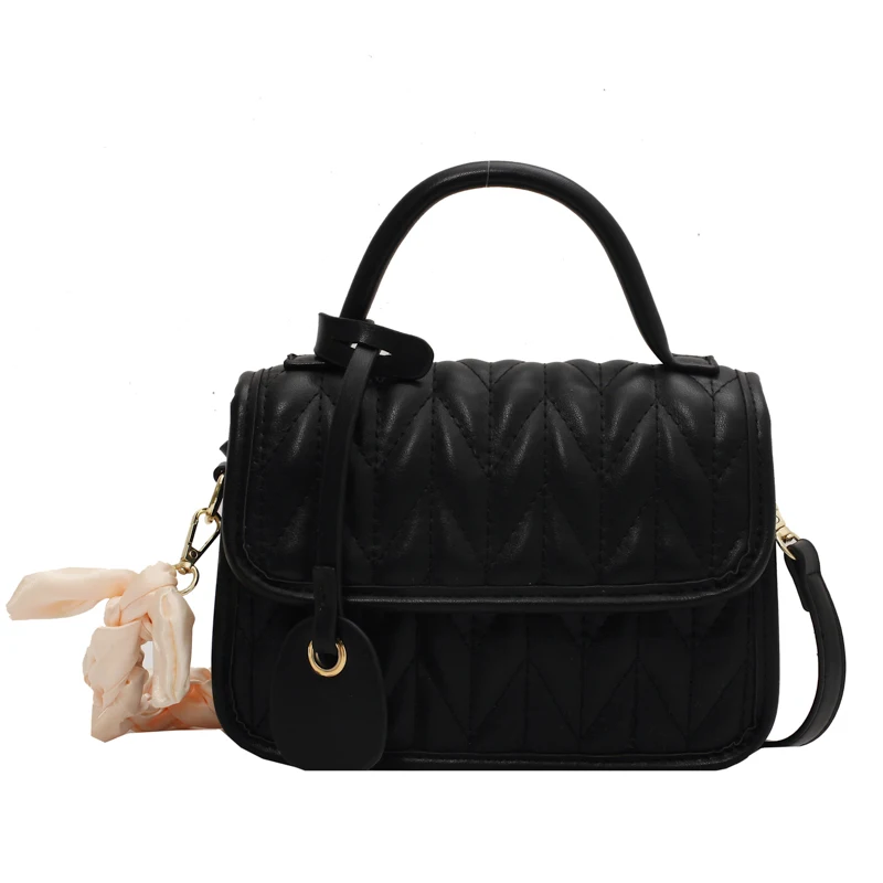 

Luxury Scarf Design Women's PU Leather Crossbody Bag with Short Handles Summer Fashion Trends Shoulder Purses and Handbags